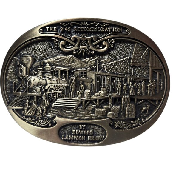 9:45 Accommodation Belt Buckle Edward Lamson Henry American West Train Station - Picture 12 of 16